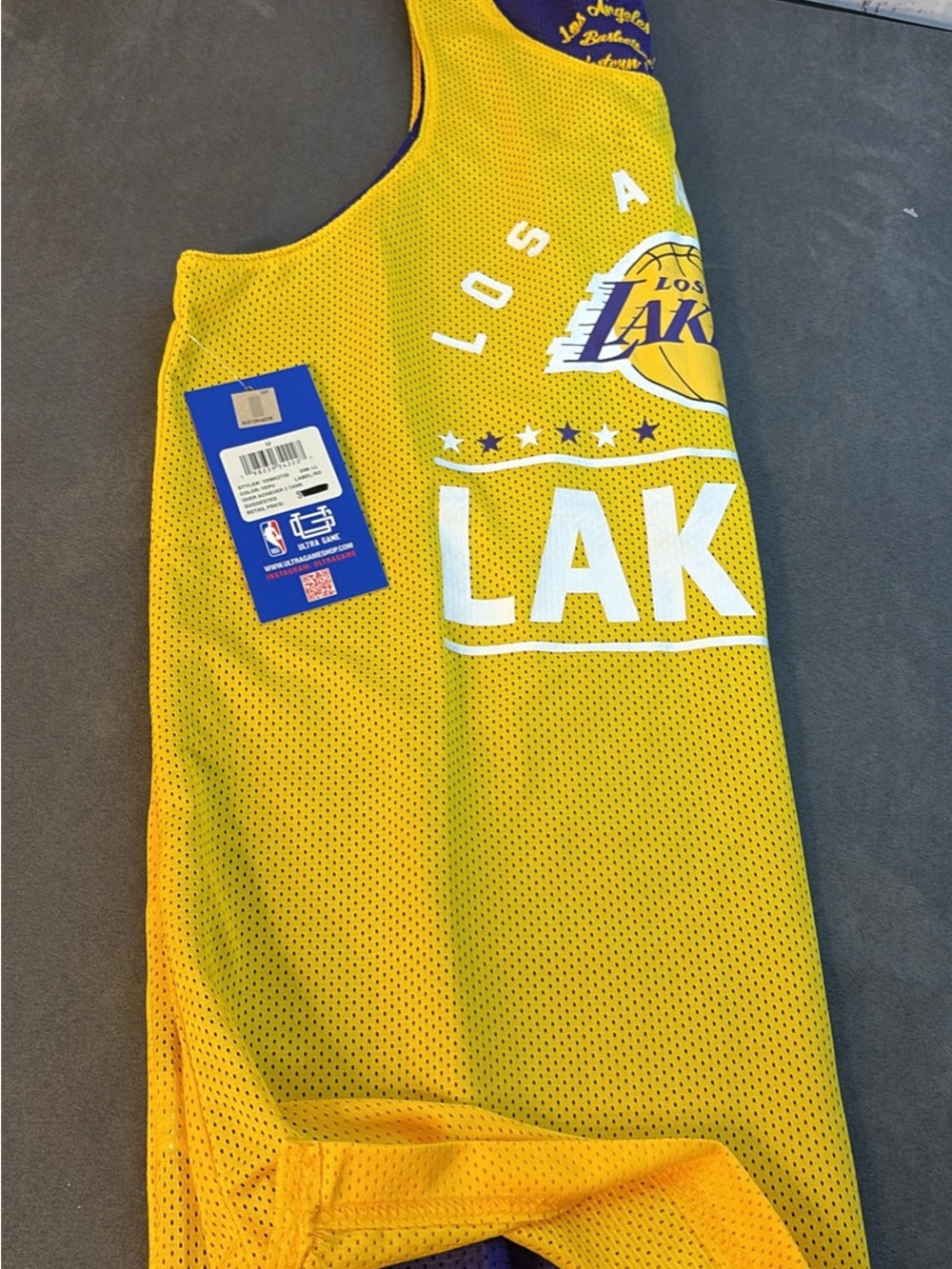 NBA Los Angeles Purple & Yellow Mesh Team Jersey - Picture 10 of 12